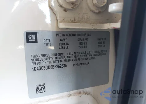 2011 Buick Lacrosse Cxl z USA, uszkodzony, nr VIN 1G4GC5GD0BF262835